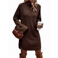 thumbnail image 2 of Women'S Sweater Dresses Oversized One-Piece Dresses Outer Wear Plus Size Pullover Wedding Dresses Dark Brown M, 2 of 8