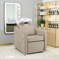 thumbnail image 6 of BarberPub Backwash Shampoo Station Chair, Adjustable Porcelain Ceramic Hair Wash Bowl with Chair, Reclining Shampoo Station for Barber Shop, Spa Beauty Salon Equipment 9364 (Creamy white), 6 of 9