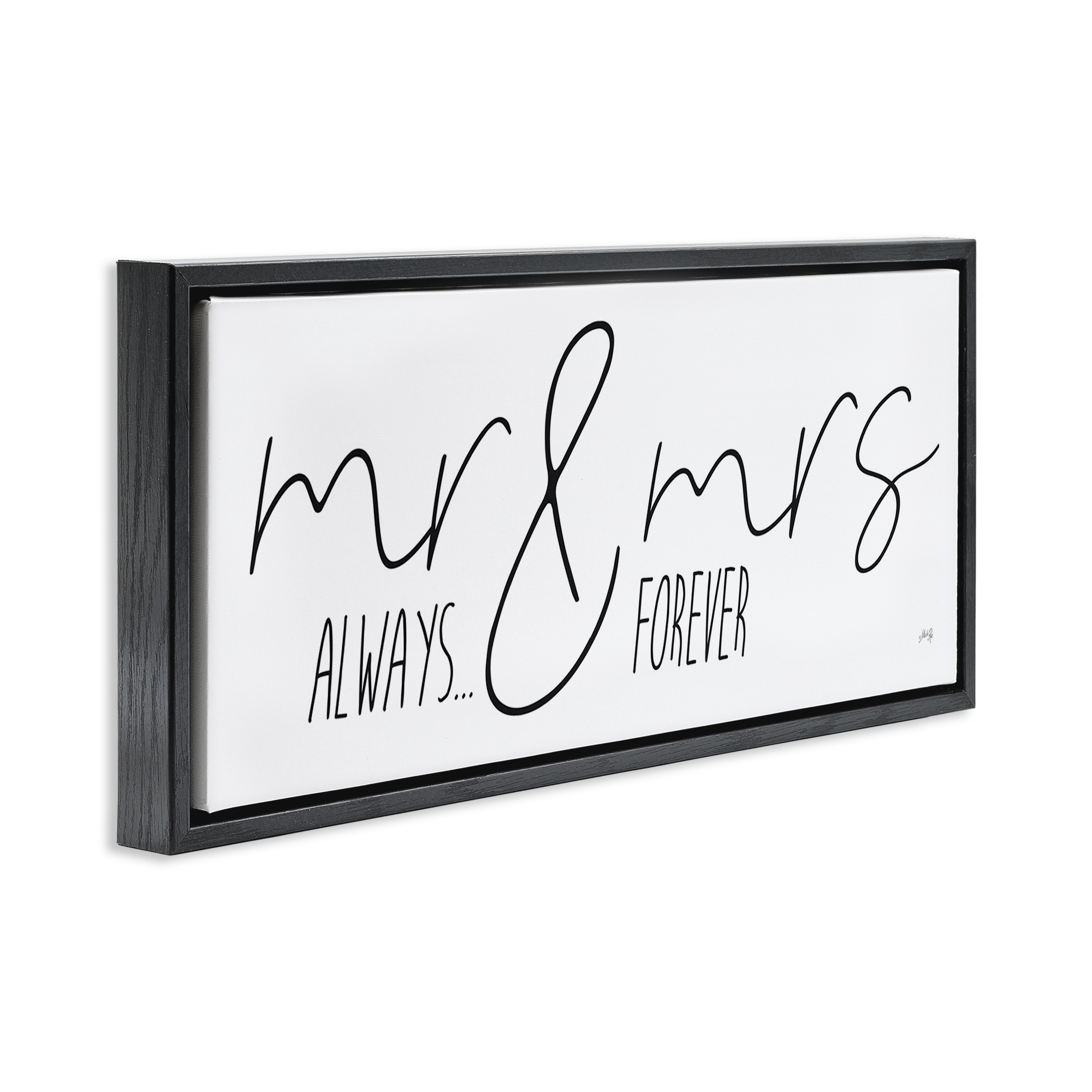 Stupell Industries Romantic Always & Forever Typography Painting Black Floater Framed Art Print Wall Art, 25 x 11