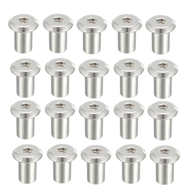 Unique Bargains M6x12mm Rivet Hex Socket Head Insert Nut Screw Post Nickel Plated 20pcs