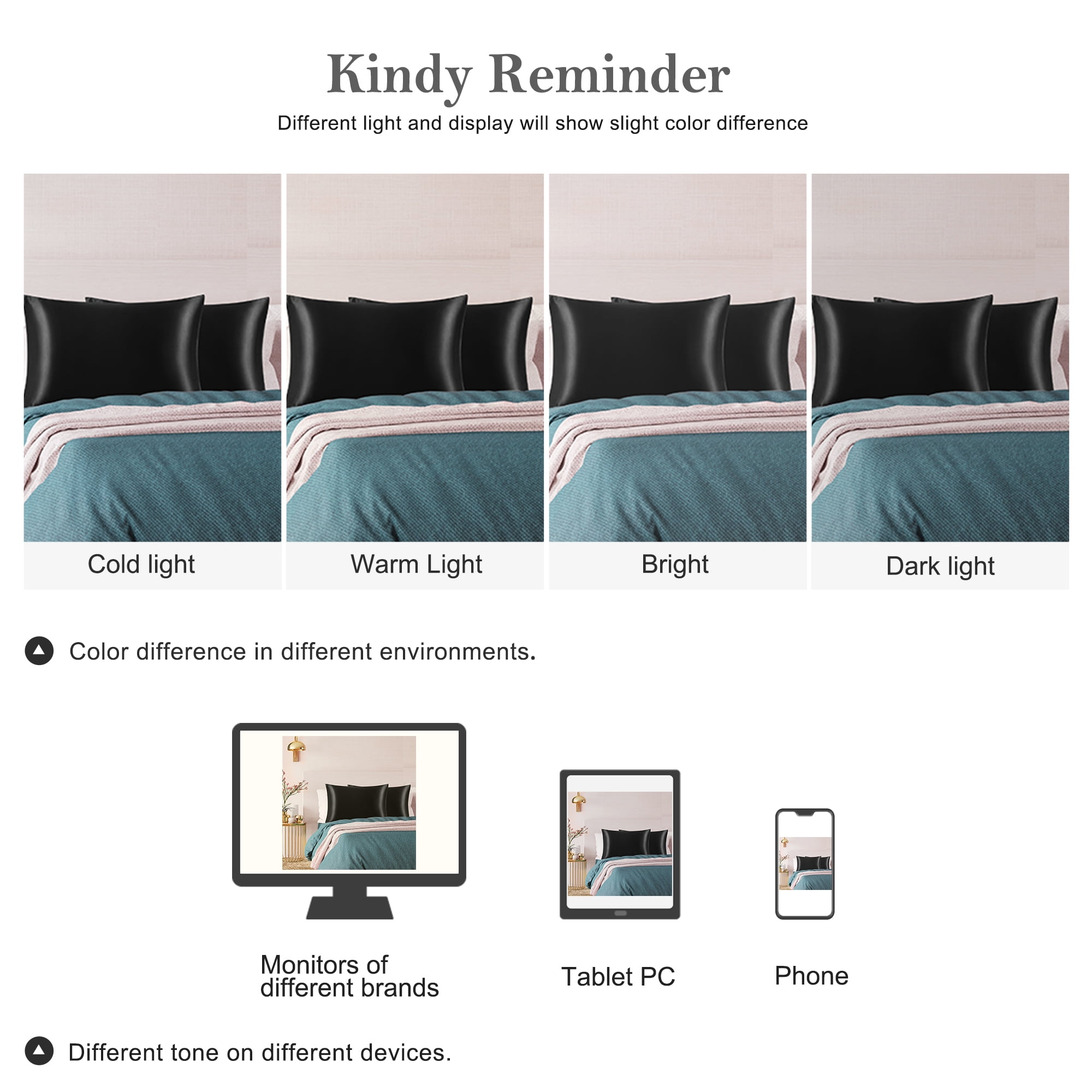 Unique Bargains Durable Soft Zippered Closure Set of 2 Satin Pillowcase Black Standard(20"x26")