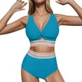 thumbnail image 2 of Traje de baño de moda para mujer, conjuntos de bikini de cintura alta, dos piezas, traje de baño con nudo recortado, traje de baño de nailon para mujer, 2 of 7