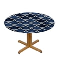 thumbnail image 3 of HAOXIT Round Tablecloth, Shell Pattern with Half Lines Like Ocean Waves Nautical Modern Illustration, Dining Room Kitchen Round Table Cover, 3 of 8