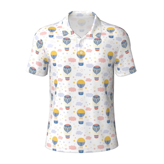 Kuqiui Mens Golf Polo Shirt Dry Fit Performance Sport Short Sleeve Golf Polo Shirts for Men-Hot Air Balloon