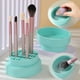 thumbnail image 1 of Recipiente y escurridor para brochas de maquillaje | Vaso de silicona 2 en 1 con base exfoliante | Caja para borlas y esponjas de maquillaje | Verde menta, 1 of 6