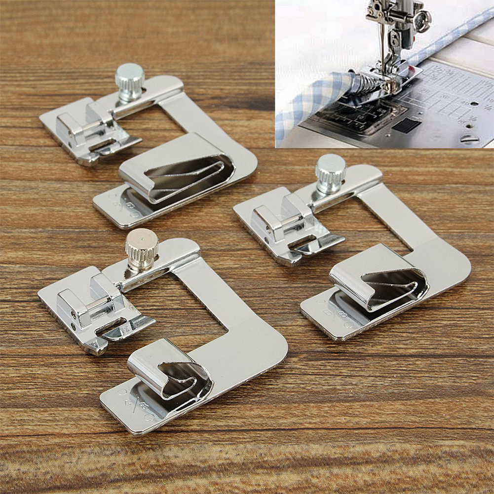 3 Pcs Domestic Sewing Machine Foot Presser Rolled Hem Feet For Brother Singer