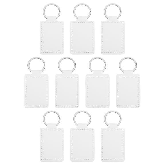 Uxcell Sublimation Blank Keychains, 10Pcs Rectangle Leather Keychain Blanks Heat Transfer Keychains, White