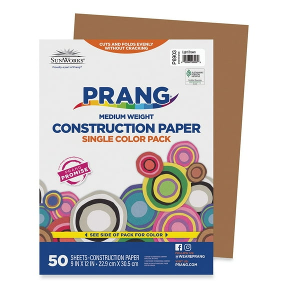 SunWorks, PAC6903, Construction Paper, 50 / Pack, Light Brown