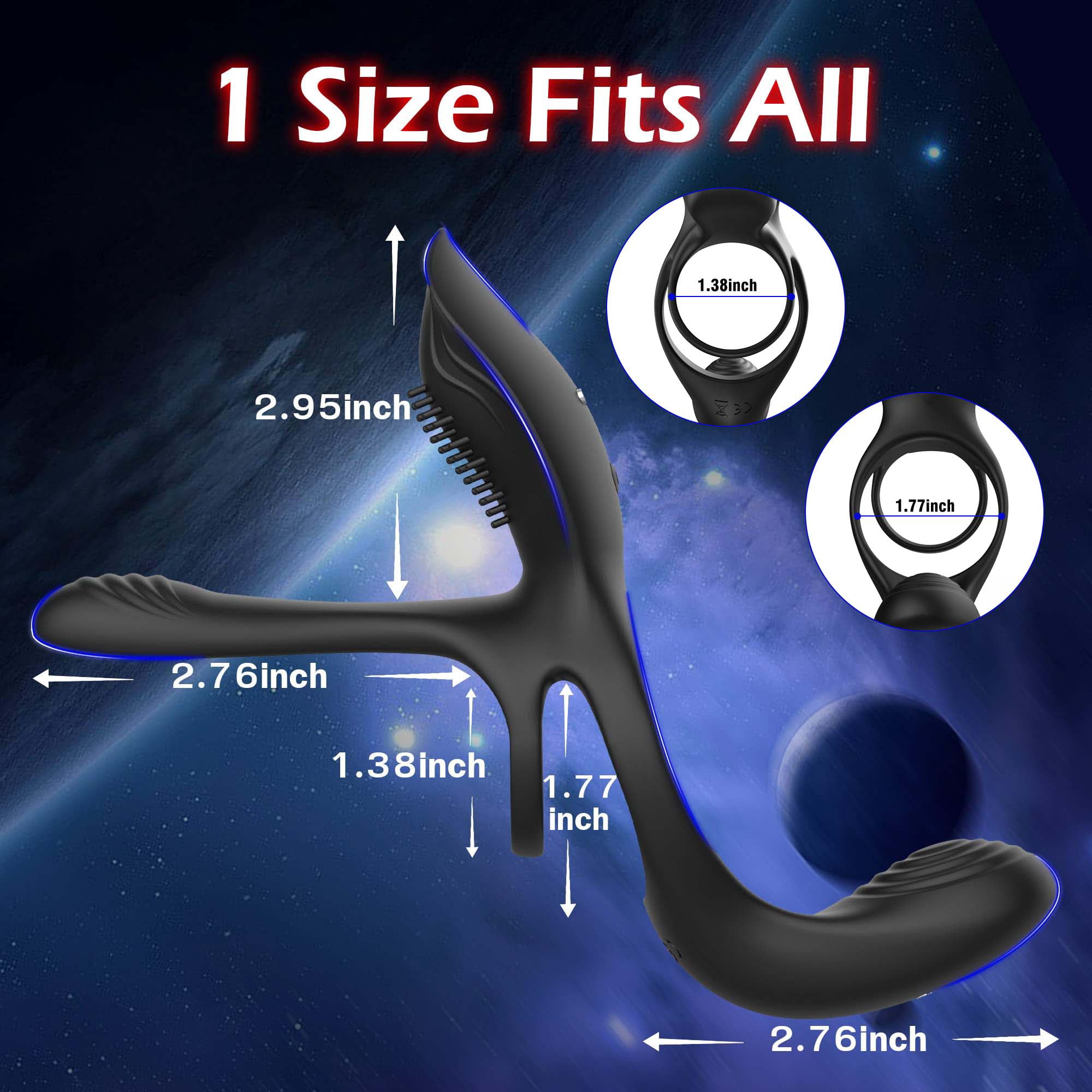 Couple Vibrator with Dual Penis Ring, 10 Vibrating Mode G Spot and Clitoris  Simulator 3 in 1 Vibrating Cock Ring Male Female Adult Sex Toy with Remote