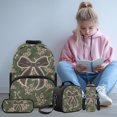 thumbnail image 2 of KEIAHUAN Duck Camo Bow Print Kids Backpack Set for School Girls 8-12 School Backpacks Sets with Lunch Bag Pencil Case Water Bottle Holder 4 pcs Travel Bookpack with Shoulder Strap, 2 of 7