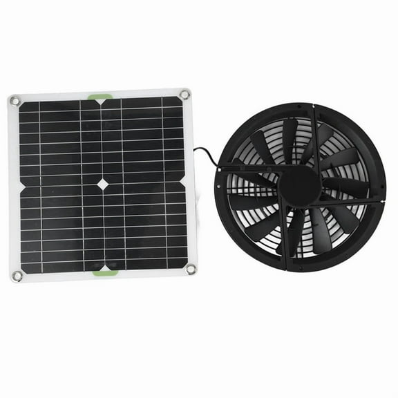 Solar Panel Fan Kit 10in 100W Waterproof Solar Panel Round Ventilation Case Exhaust Fan for Chicken Coop Greenhouse Shed,1 x Solar Panel 1 x Fan,As Shown