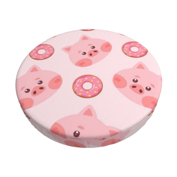 Balery Pigs Head And Donuts Fundas de asiento para taburete de bar redondo de tela de terciopelo ajustables que protegen de arañazos y manchas para sillas de 14 a 17 pulgadas.-14 inch