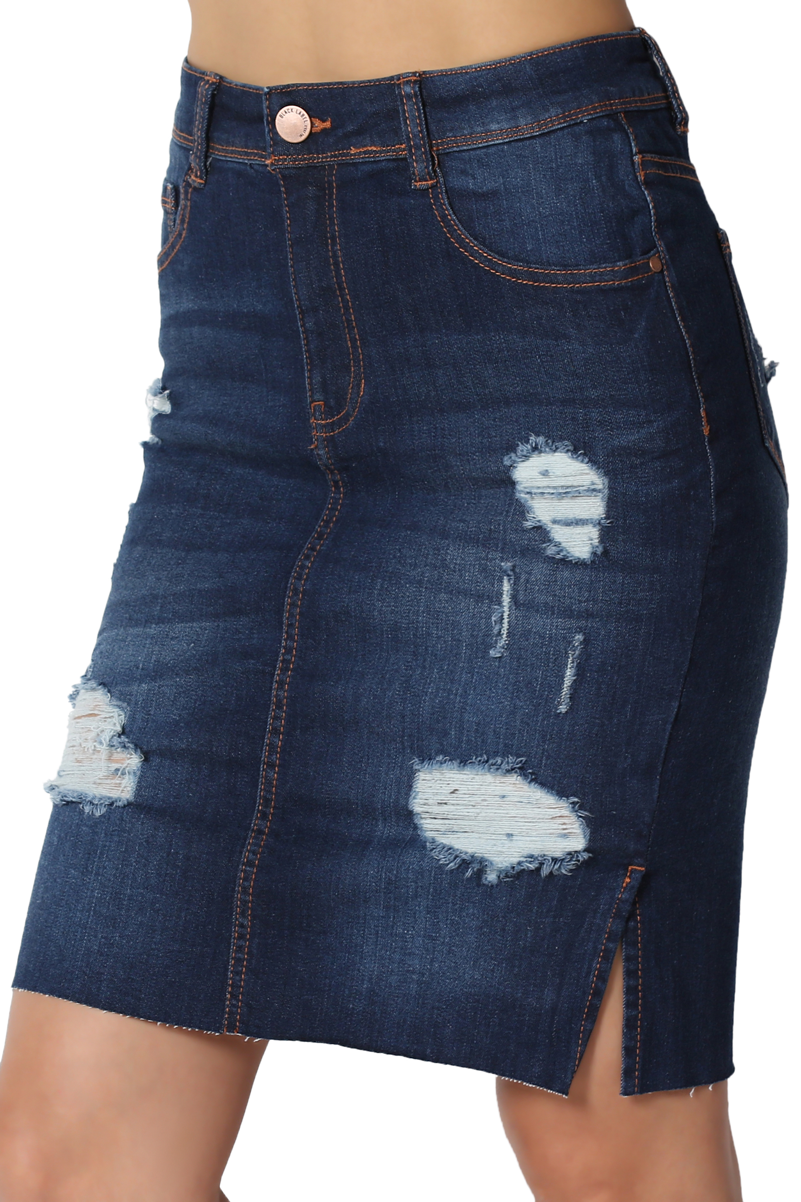 TheMogan Women's PLUS Raw Slit Hem High 