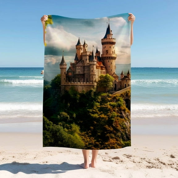Elegent Beach Blanket ,Castle On Sky Island,Quick Drying Thick Soft Sand Proof Swimming Bath Travel Picnic Towel,Perfect for Swimming,Beach