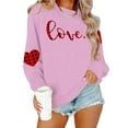 thumbnail image 2 of ZHYou Valentine's Day T-Shirts for Women Long Sleeve Valentine's Day Printed V-Neck Loose Fit Casual Soft Spring Summer Shirts,Pink,2XL, 2 of 8
