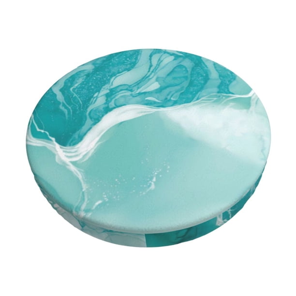 Disketp Teal Turquoise 1 Funda Redonda para Taburete, Funda de Cojín para Silla de Bar Suave y Elástica-12 inch