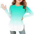 thumbnail image 2 of Loopsun Girls Long Sleeve T Shirts, Toddler Girl Print Crew Neck Long Sleeve Side Slit Shirt Tops Mint Green, 4-5 Years, 2 of 5