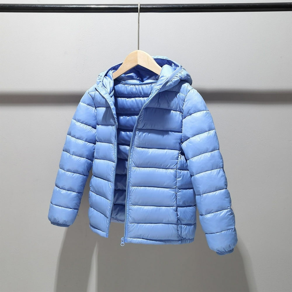 Mlqidk Kids Packable Hooded Puffer Jacket for Boys Girls Lightweight Water Resistant Winter Coat Zip Up Hoodie Jacket Coat Dark Blue 13 14 Years Walmart