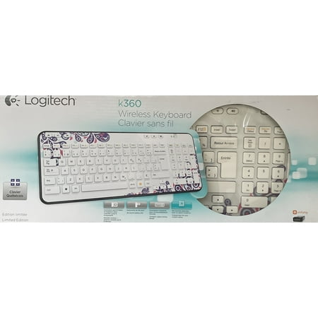 Logitech Wireless Keyboard K360 - Keyboard - wireless - 2.4 GHz - white, purple paisley - ( Canadian French Version )