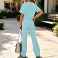 thumbnail image 7 of ATOGUTA Girls' Clothes Size 5T-15 Short Sleeve Shirt and Flare Pants Set Perfect for Casual School Outings Holidays Light Blue, 7 of 7