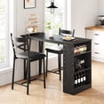 thumbnail image 4 of Huisuilinss 3 Piece Expandable Kitchen Table And Chairs Set For 2 Wooden Counter Height Dining Table Set With Storage Shelves Upholstered Chairs For Small Space Apartment, 4 of 10