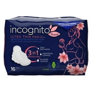 Incognito by Prevail Absorbent 3-in-1 Protective Postpartum Super Absorbent Ultra Thin Pad with Wings, Long (64 Count)