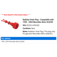 thumbnail image 2 of Radiator Drain Plug - Compatible with 1998 - 2004 Mercedes-Benz SLK230 1999 2000 2001 2002 2003, 2 of 2