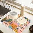 thumbnail image 2 of Yayeee Dish Drying Mat for Kitchen Counter 16" x 18" Microfiber Super Absorbent Coffee Decorative Pad, Orange Cityscape Painting, 2 of 9