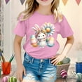 thumbnail image 2 of MIXUE Juniors Girls Tops & T-Shirts Kids Easter Bunny Graphic Loose Fit Casual Short Sleeve Pullover Tshirts Outwear,Pink,12-13 Years, 2 of 4