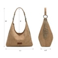 thumbnail image 6 of Wrangler Suede Hobo Purse for Women Embossed Soft Slouchy Shoulder Bag 2Pcs Set, Khaki, 6 of 7