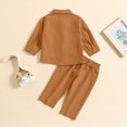 thumbnail image 6 of Toddler Boy Linen Set, Button Down Shirt & Pants Two-Piece, Long Sleeve Casual Matching Outfit For Boys Brown 2-3 Years, 6 of 8