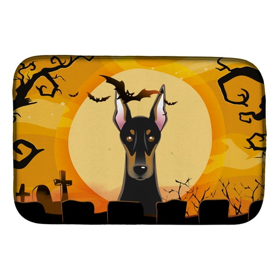 Carolines Treasures BB1803DDM Halloween Doberman Dish Drying Mat 14 x 21" multicolor