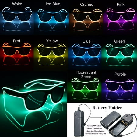 Light up LED Sun Glasses Wire Fashion Neon Luminous Club Party LED Frame Eyewear Sunglasses
