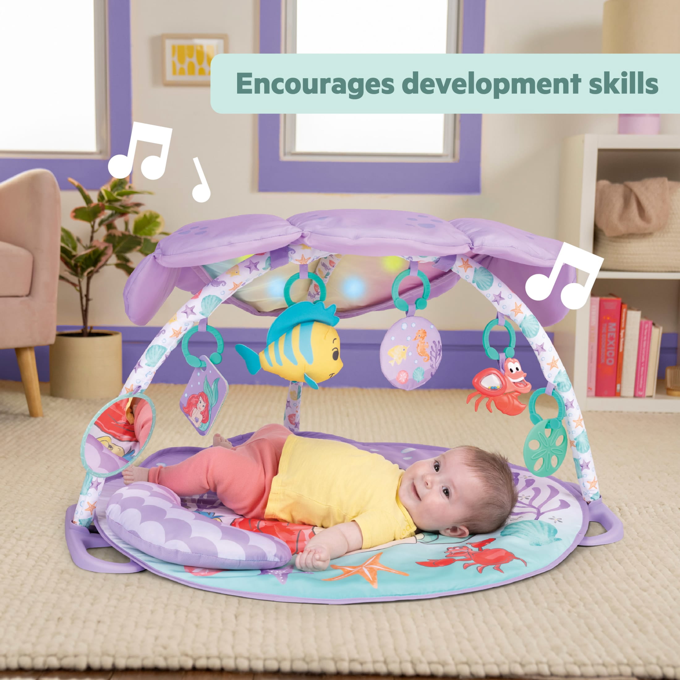 Disney Baby The Little Mermaid Baby Activity Gym & Play Mat with Tummy Time Pillow by Bright Starts
