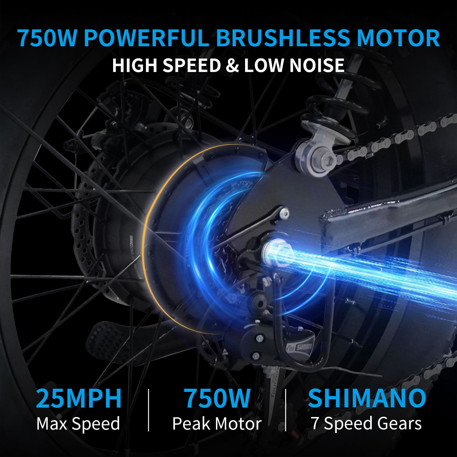 750W Electric Bike for Adults 20" Fat Tire Full Suspension Mountain Bike UL2849