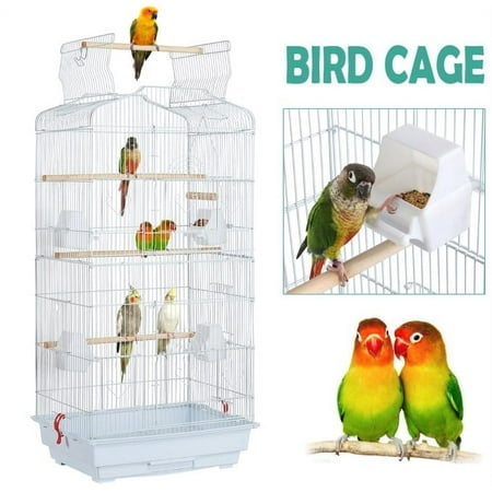 Alden Design 36" Metal Bird Cage with Play Top, White