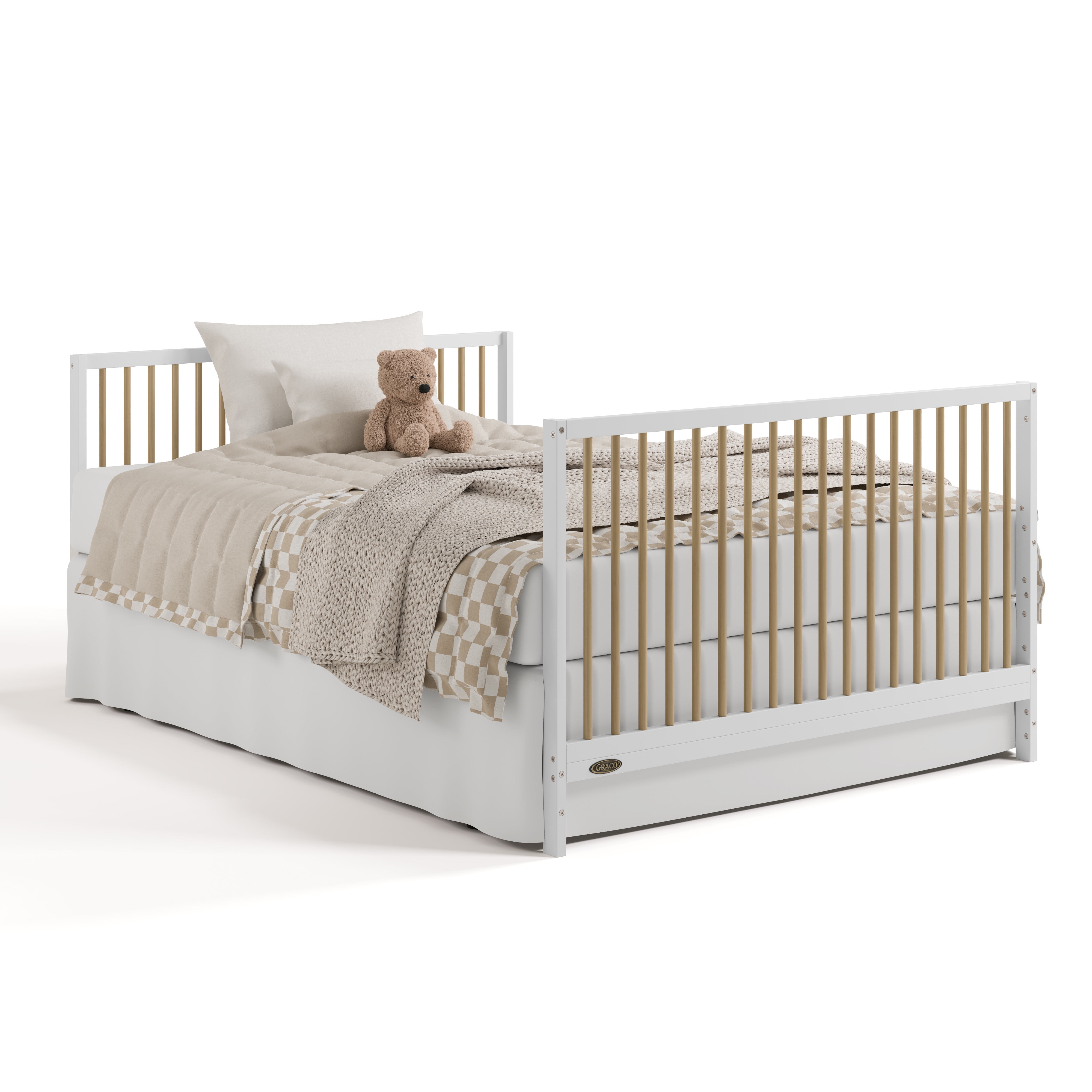 Graco Teddi 5-in-1 Convertible Baby Crib and Changer with Drawer, White with Driftwood