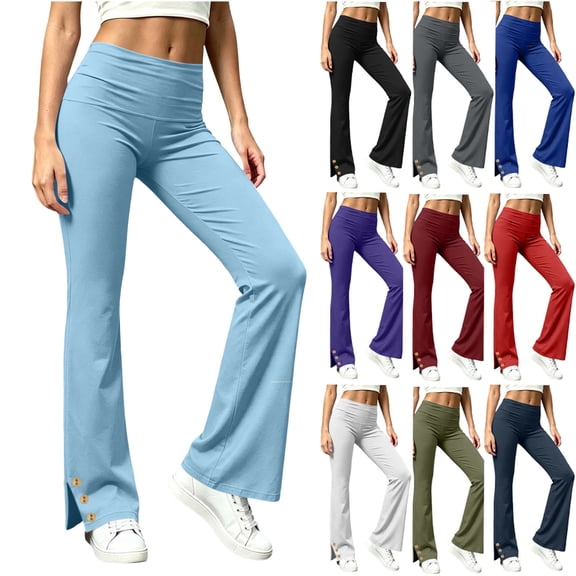 Asxite Womens Pajama Pants Solid Elastic Waist Slit Hem Straight Leg Loose Breathable Bottoms