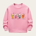 thumbnail image 2 of Byoo Little Girl's Trendy Crewneck Sweatshirt Long Sleeve Drink Cup Cartoon Graphic Pullover Outdoor Casual Top,Pink, 2 of 2