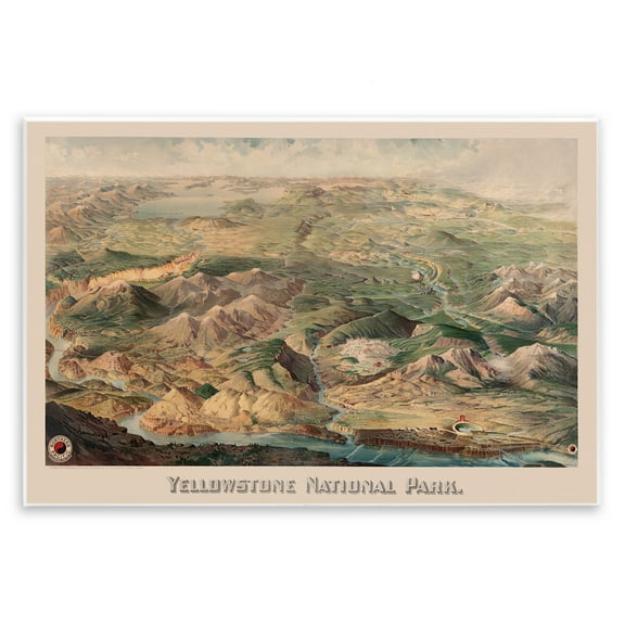 Stupell Industries Vintage Yellowstone Park Landscape Painting Unframed Art Print Wall Art, 15 x 10