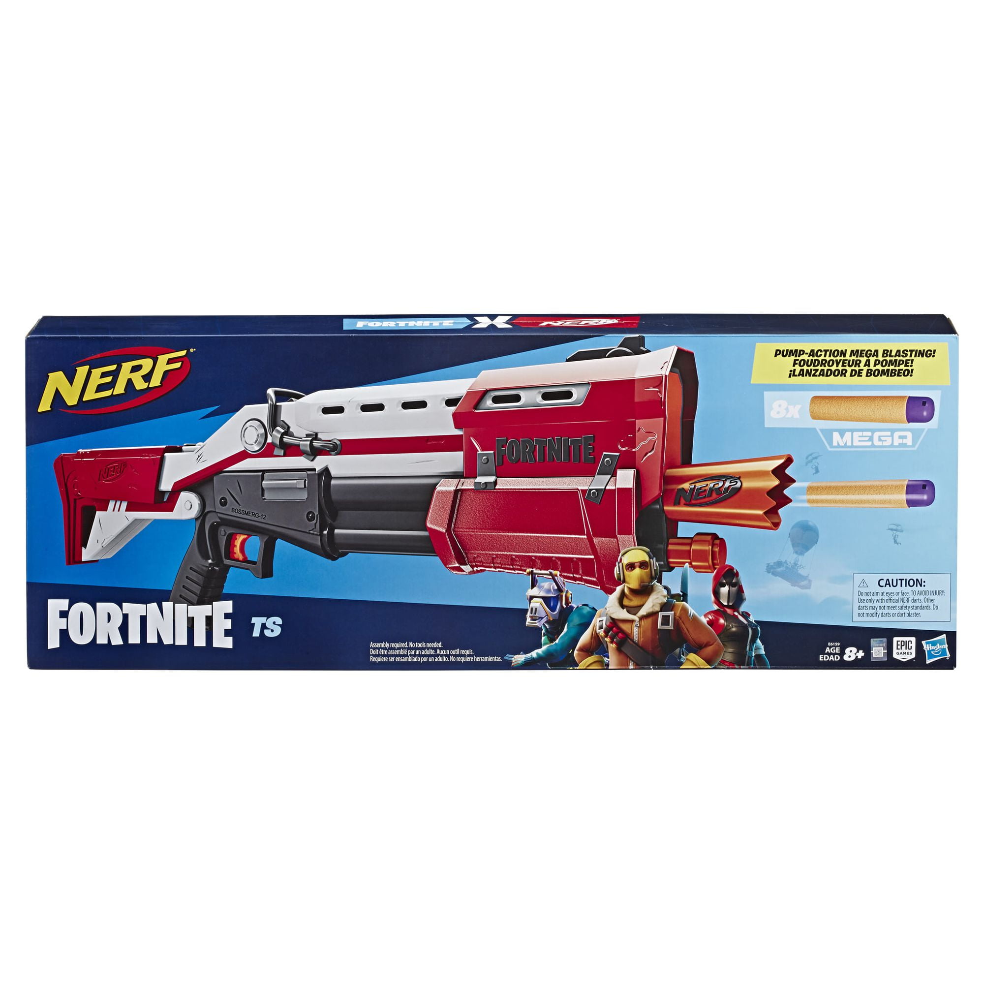 Nerf Fortnite TS Nerf Pump Action Dart Blaster with 8 Nerf Mega Darts