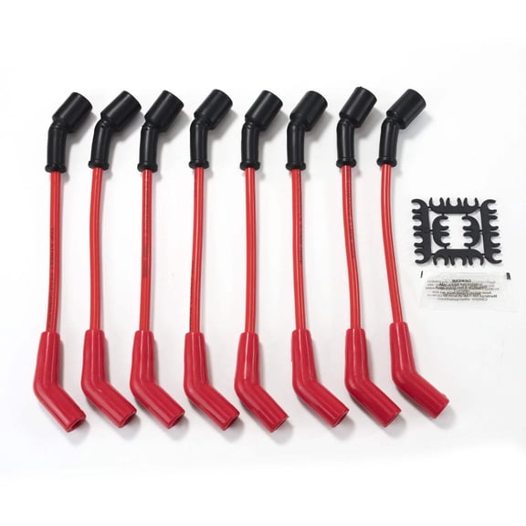 Universal 8.5mm Black Ignition Wires with 135° Plug Boots for GM LS - Red