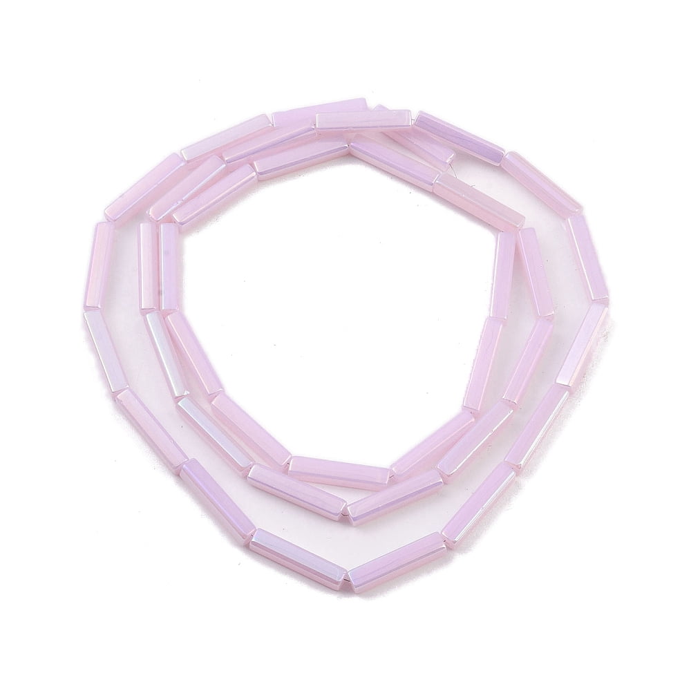 10 strand Electroplate Glass Beads Strands AB color Plated Rectangle Plum 19.5~20x3.5~4x3.5~4mm Hole: 1mm 38pcs/strand 29.13''(74cm)
