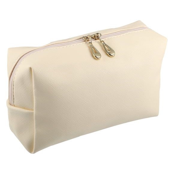 Neceser de Maquillaje Unique Bargains de Cuero PU resistente al agua talla S Beige