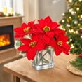 thumbnail image 4 of 3 Pcs Christmas Artificial Flowers Poinsettia Flowers Red 7 Heads Silk Poinsettia Christmas Floral Bouquet Winter Artificial Poinsettia Bushes for Xmas Party Holiday Arrangements Decoration…, 4 of 8