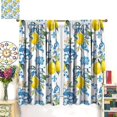 thumbnail image 3 of Watercolor Lemon Kitchen Curtains, Rustic Vintage Blue Tile Flower Botanical Plants Farmhouse Fresh Fruits Blackout Window Drapes for Cafe Living Room Bedroom, 84" W X 84" L, 3 of 6