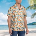 thumbnail image 3 of Honeii Falling Pumpkins On Car Print Men’s Hawaiian Shirt,Classic Button-Down Short Sleeve Shirt, for Beach, Vacation, and Outdoor Activities,Small, 3 of 7