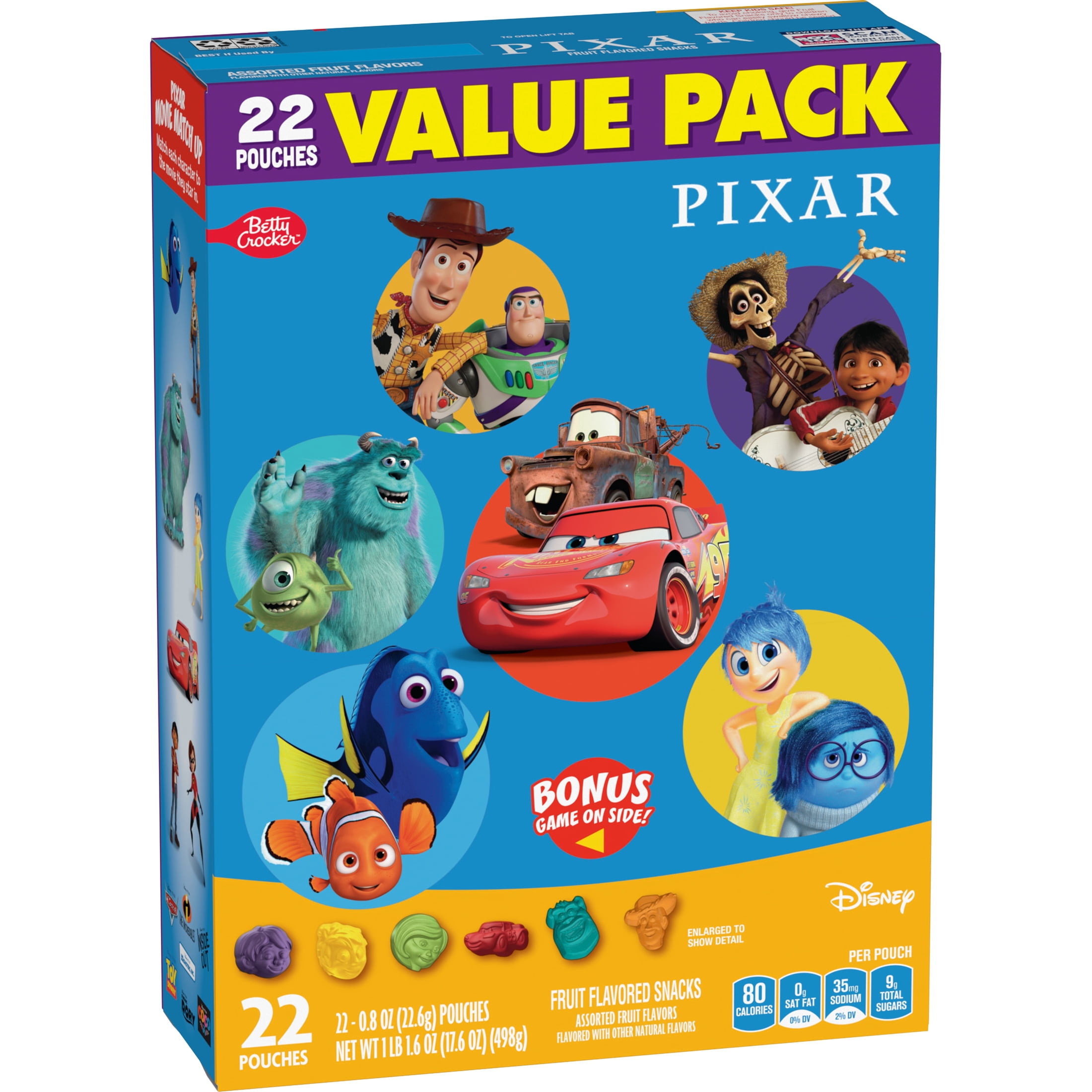 Disney Pixar Fruit Flavored Snacks, Gluten Free, Kids Snacks, Value Pack, 22 Ct, 17.6 oz