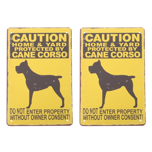 MasteelfCA 2PCS Iron No Enter Warning Signs Vintage Dog Warning Signs Iron Sheet Paintings