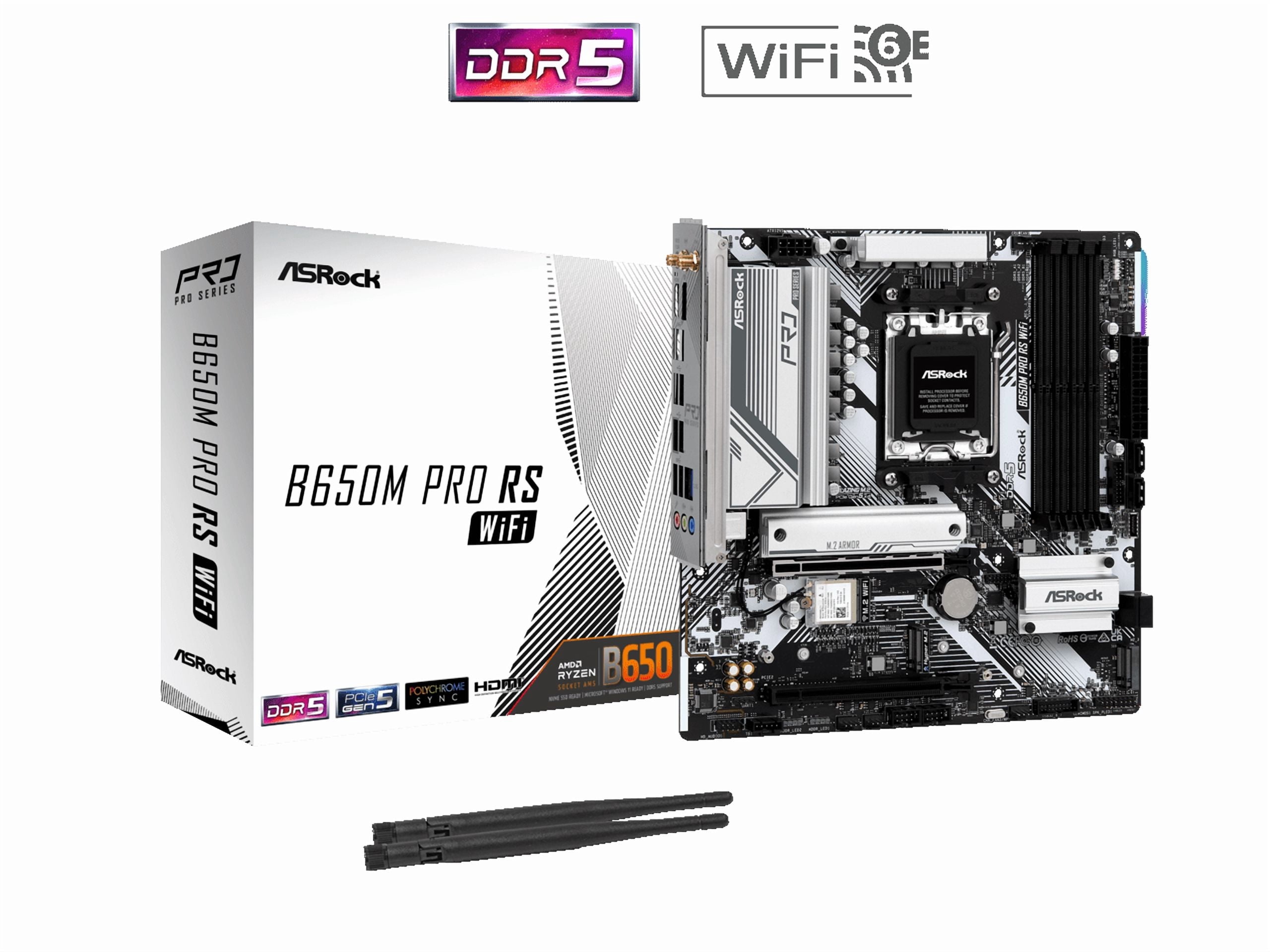 ASRock B650M Pro RS WiFi AM5 AMD B650 SATA 6Gb/s Micro ATX Motherboard
